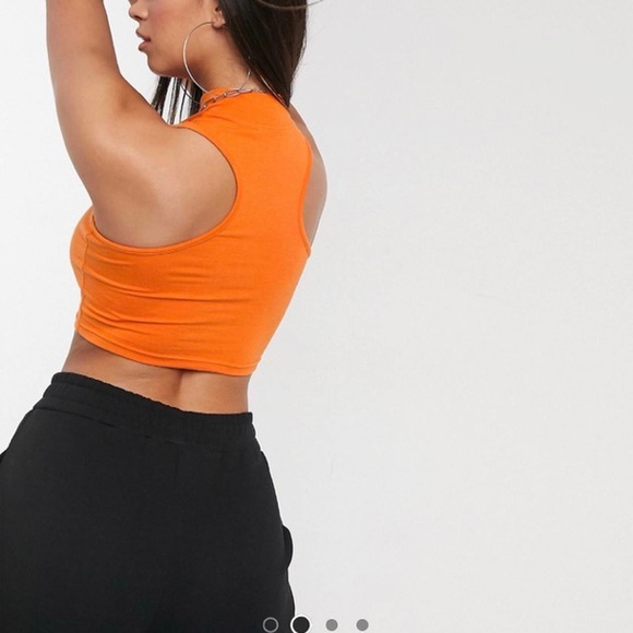 ASOS Rhinestone Dragon Orange Racerback Crop Top - Picture 2 of 3